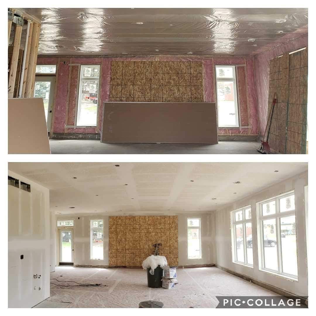 Before and after drywall project