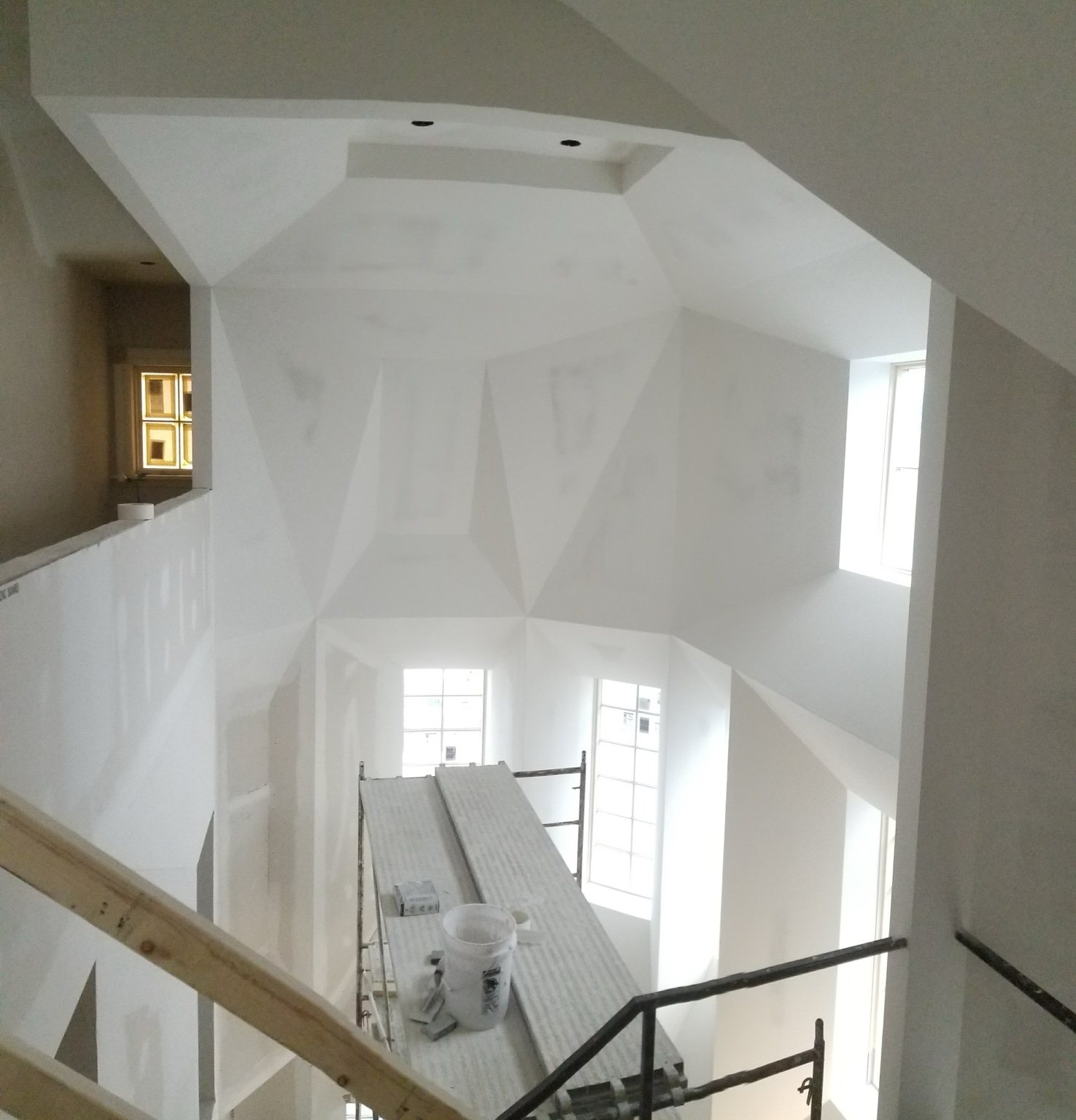 Custom architectural drywall ceiling completed by PatchWorks