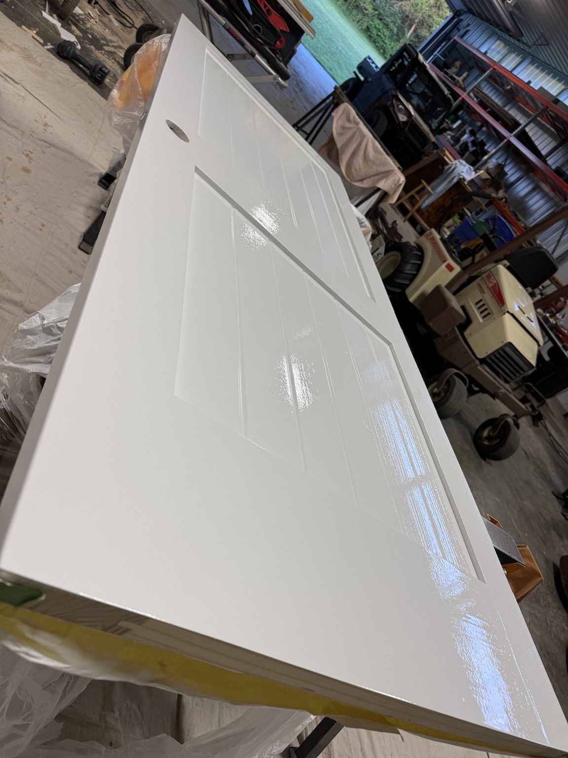 Spray-finished white door